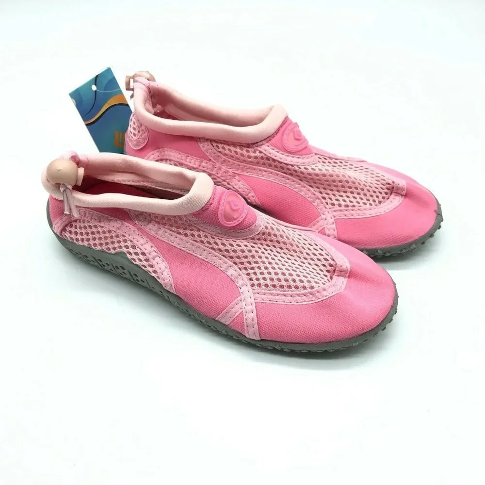 Fantiny Toddler Girls Water Shoes Mesh Slip On Fabric Drawstring Pink 30 US 12